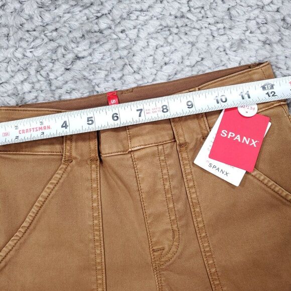 READ Spanx Stretch Twill Ankle Cargo Pant Size Small Petite Brown Pull On - Picture 6 of 10